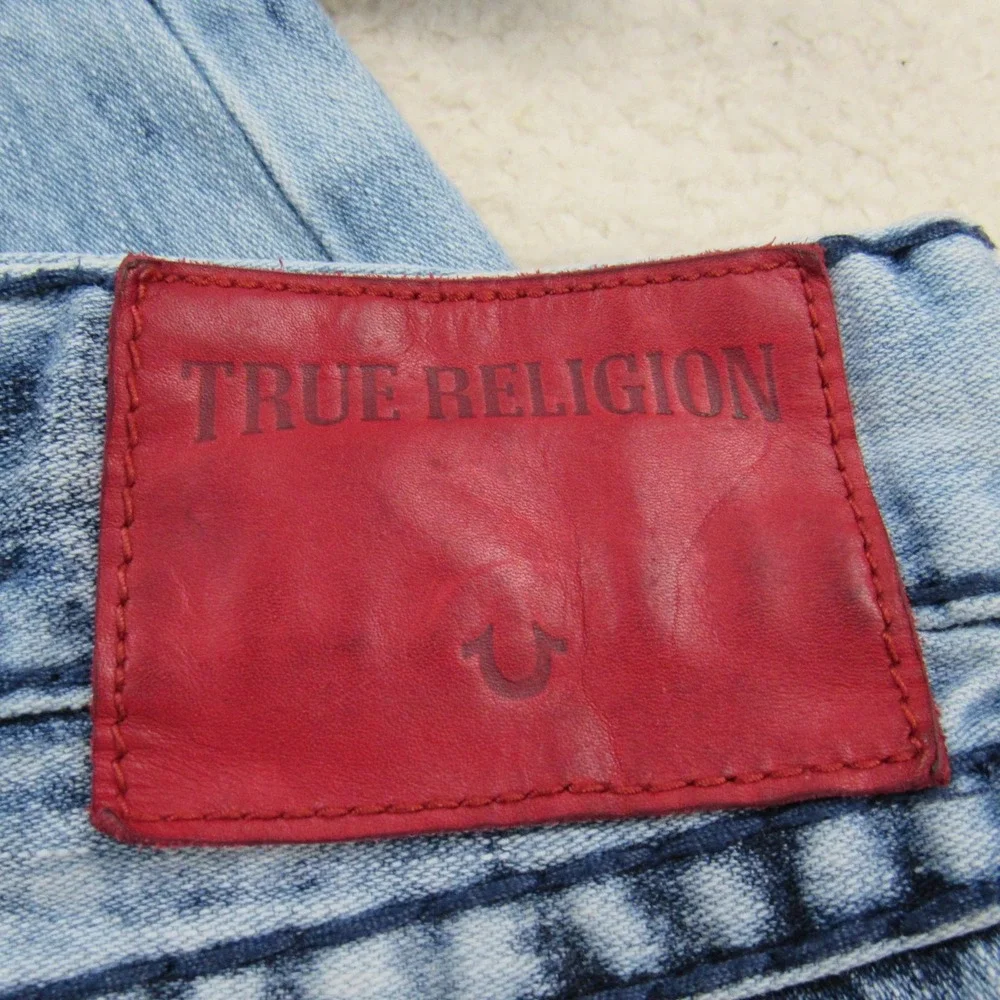 True Religion Jeans Men 42 Blue Ricky W Flap Super T Thick Red Stitch Indigo Fog
